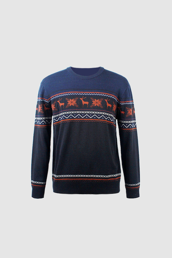 Round neck vintage pattern sweater