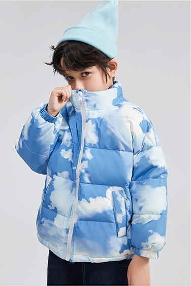 Boys' down jacket with printed bread