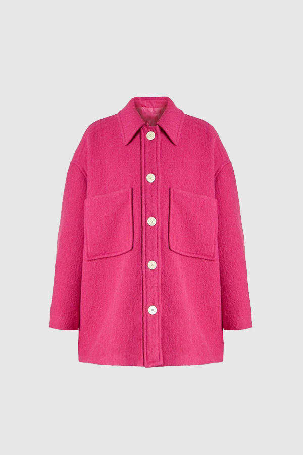 Lady's shirt-style woolen coat