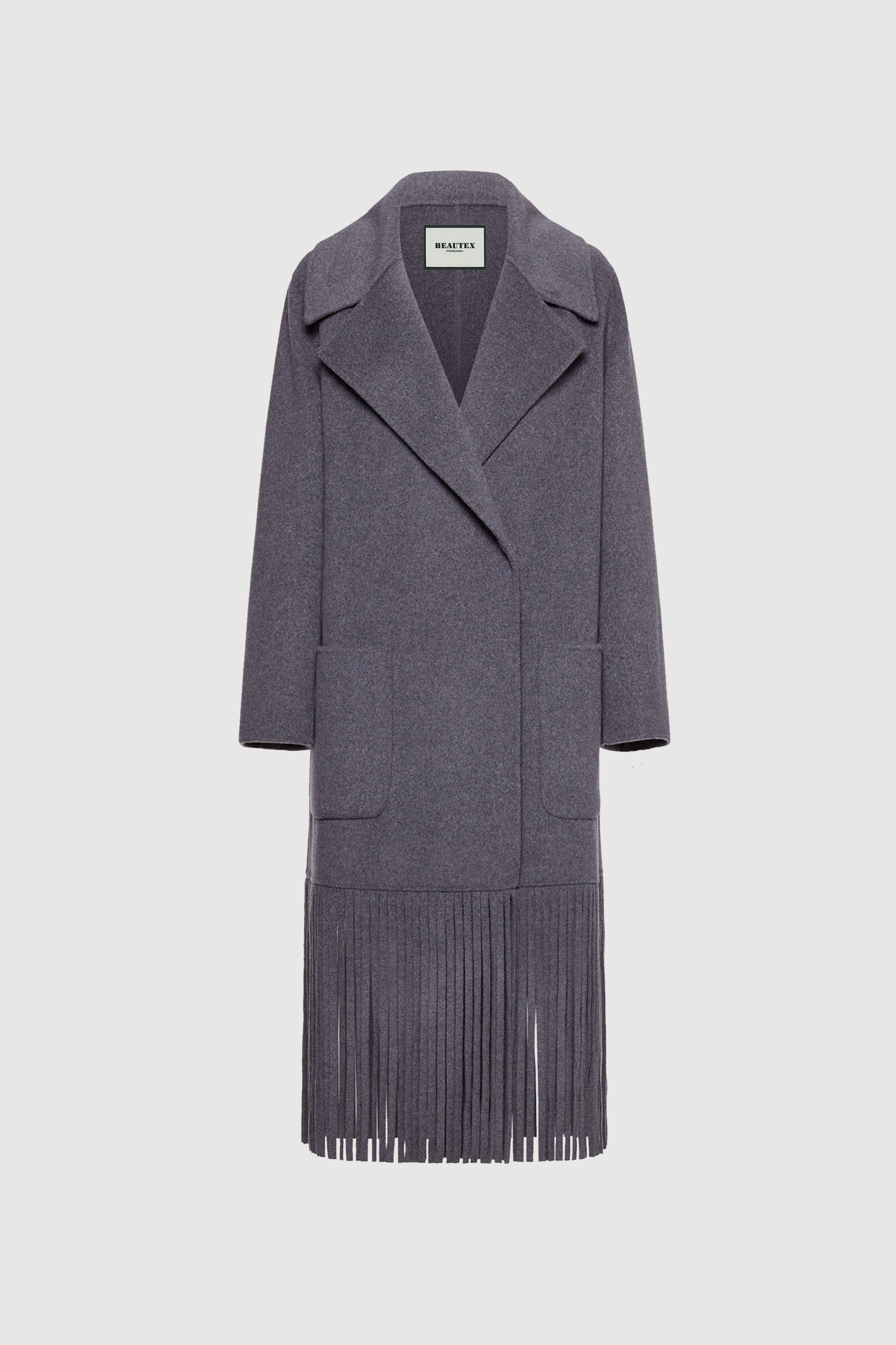 Ladies fashion fringed double-sided woolen coat
