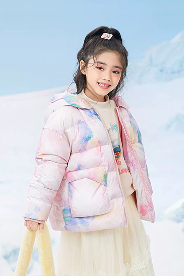Girl's Colored down jacket with cap